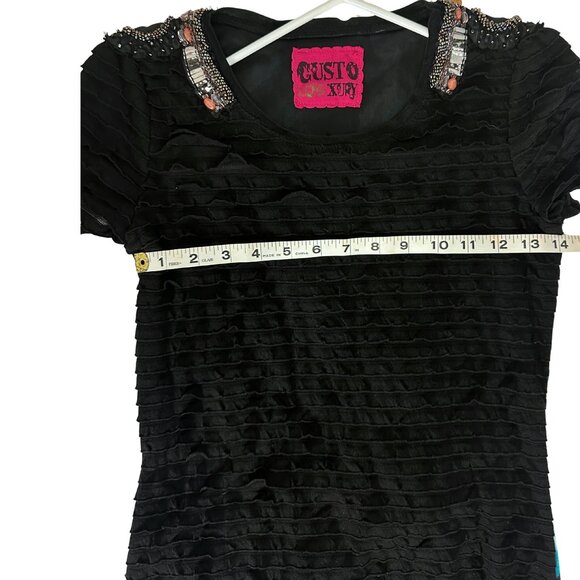 CUSTO Barcelona Black and Blue Ruffled Mini Dress Size: XS - Picture 13 of 13